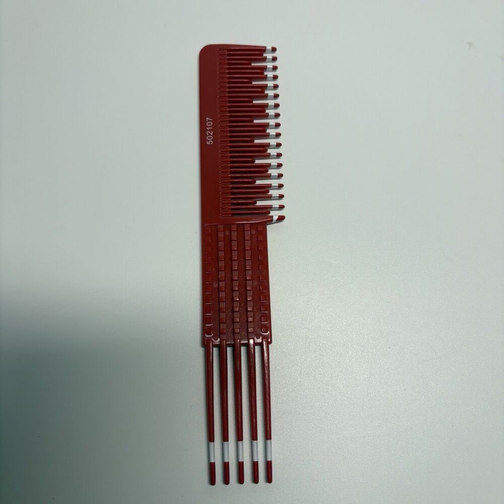 Vintage Tool Structure Red Hair Dressing Comb USA Made Teasing Sectioning 502107 - Picture 4 of 4
